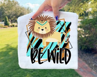 León salvaje png, diseño de sublimación de safari, clipart de animales de la selva, descarga digital imprimible de niño salvaje