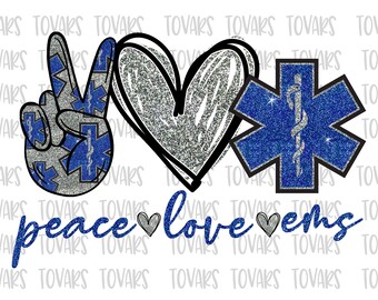Peace Love EMS Sublimation PNG File (Digital Download)