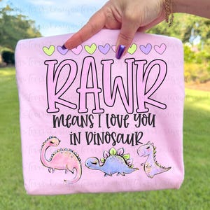 Dinosaur Valentines Day PNG, Rawr I Love You Sublimation, Girly Dinosaur Design (Digital Download) image 4