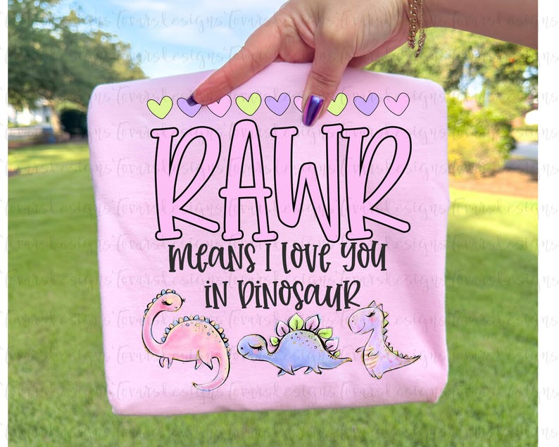 Dinosaur Valentines Day PNG, Rawr I Love You Sublimation, Girly Dinosaur Design (Digital Download) image 4
