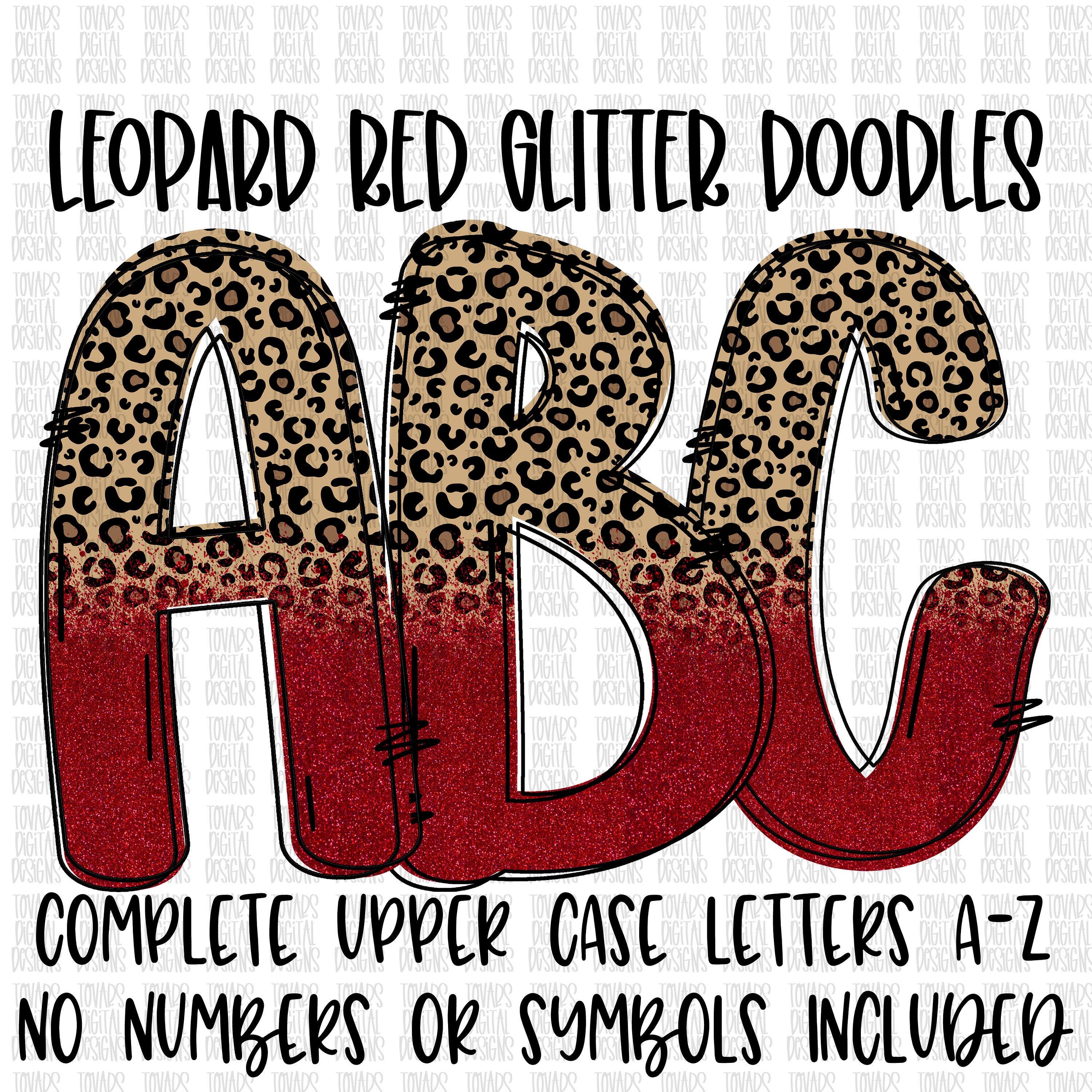 Leopard Red Glitter Doodle Letters: PNG Alphabet (digital Download) - Etsy