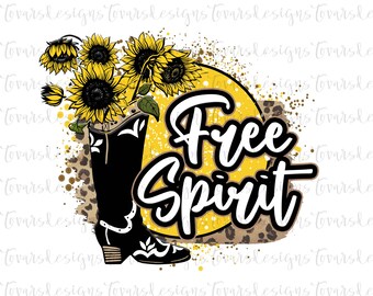Leopard Sunflower Cowboy Boots PNG: Western Sublimation Design (Digital Download)