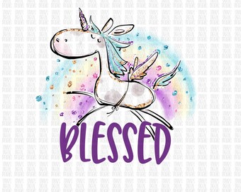 Unicorn Sublimation Download, Blessed Unicorn PNG File, Instant Download, Sublimation Download, Unicorn Design, watercolor unicorn unicorn