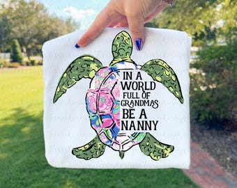 Nanny Turtle Floral PNG: Nanny Sublimation Design (Digital Download)