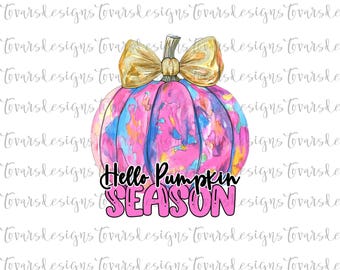 Pink Pumpkin Season PNG: Watercolor Sublimation Design (Digital Download