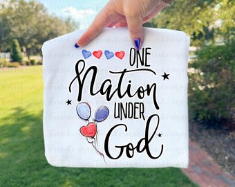 One Nation Under God png, 4th of July Sublimation Design, Patriotic Christian Clipart, USA Faith Printable Art, Digital Download