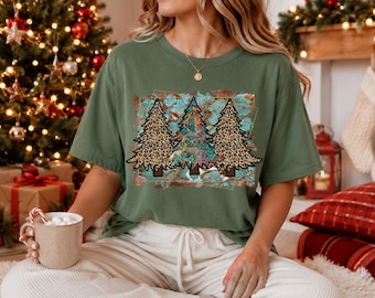 Western Christmas Trees PNG | Leopard Aztec Boho Western Holiday Rustic Boutique Sublimation Design (Digital Download)