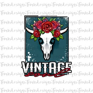 Vintage Soul cow skull, Roses Floral Cow Skull, Png File, Instant Download, Sublimation design, Cow Skull Design, cow skull png