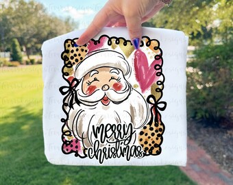 Coquette Santa PNG: Preppy Merry Christmas Design Frame (Digital Download)