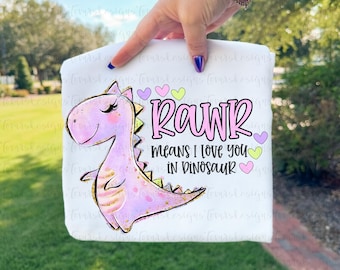 Rawr Dinosaur Valentine's Day PNG, Pink Purple Dinosaur (Digital Download)