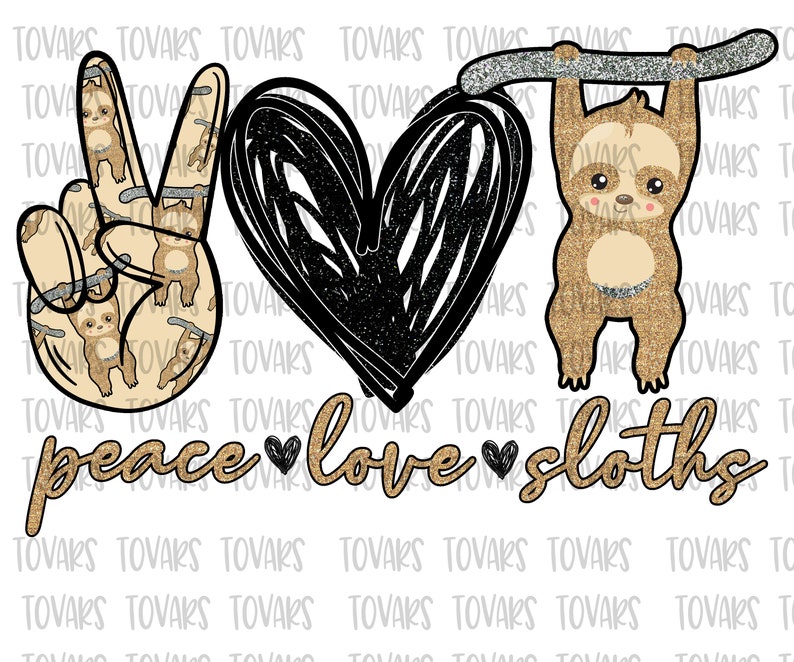 Sloth Cartoon Sticker Peace Sign Peace Love Sloths Sublimation PNG - Digital Download - Etsy