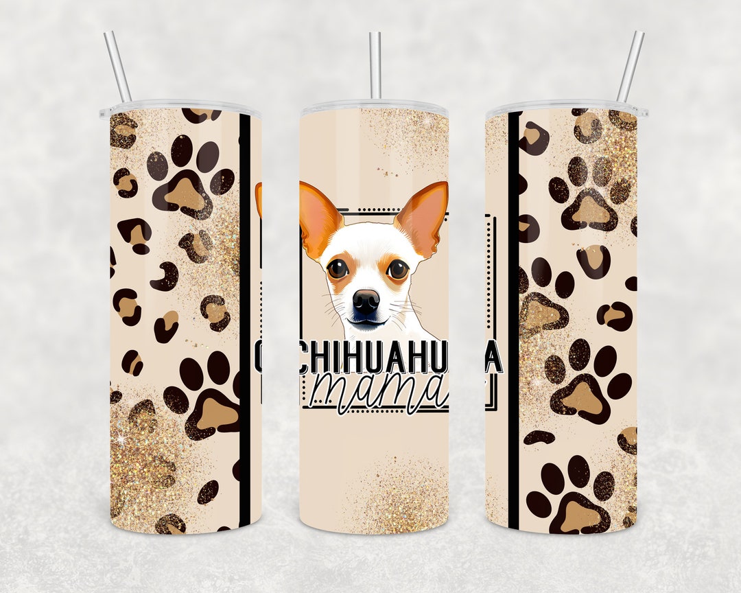 Chihuahua Mama Geschenk Kosmetiktasche, Mittelgroß, Mit 3D-Druck, Segeltuch, Ca. 24x16.5 Cm, Für Make-up & Accessoires