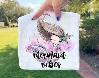 Mermaid Vibes PNG | Cute Pastel Mermaid Sublimation Design | Beach Aesthetic Graphic for Shirts | Digital Download