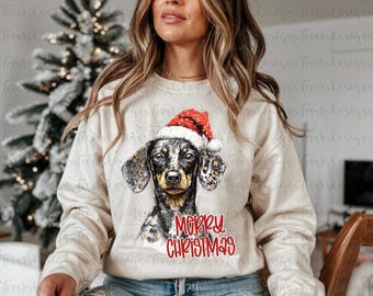 Christmas Dachshund PNG: Merry Christmas Digital Download