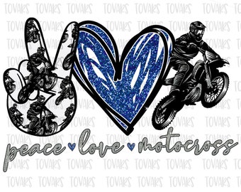 Peace Love Motocross PNG, Sublimation Design (Digital Download)