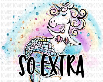 Glitzer Einhorn PNG: Regenbogen Aquarell Sublimationsdesign (Digitaler Download)