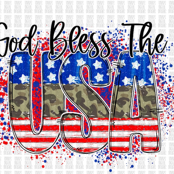 God Bless the USA Camo 4th of July Sublimation Download, fourth of July Png File,  Freedom Patriotic Sublimation download