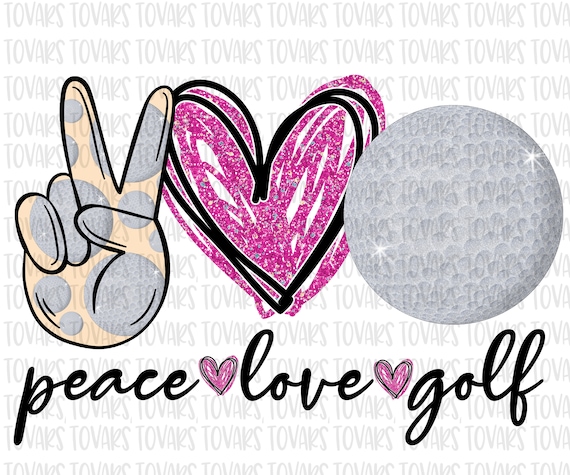 Peace Love Golf Sublimation Download Golf Pink Glitter Instant | Etsy