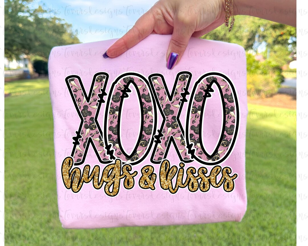 XOXO Hugs and Kisses PNG • Valentine Sublimation • Pink Valentine ...