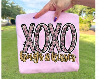 XOXO Hugs and Kisses PNG • Valentine Sublimation • Pink Valentine Design • Digital Download
