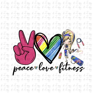 Peace love fitness Png File, workout sublimation design, workout quote, fitness sublimation design peace love fitness