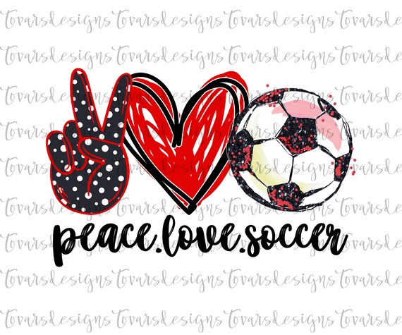 Peace Love Soccer PNG: Watercolor Ball Sublimation (Digital Download)