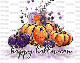 Happy Halloween Pumpkin PNG: Digital Art Print (Sublimation Downloadable File)