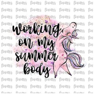 Arbeiten an meinem Sommer Körper Einhorn Sublimation Download, Workout Einhorn PNG Datei Sofortiger Download Sublimation Download, Aquarell Design