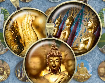 027 - Digital Collage Sheet 1inch Round image buddha thailand buddism 25mm bottle cap image Circle Pendant Instant Download Jewelry Making