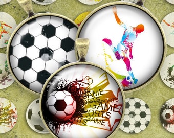 180 - Digital Collage Sheet 1inch Round image soccer football fussball 25mm bottle cap images Circle Pendant Instant Download Jewelry Making