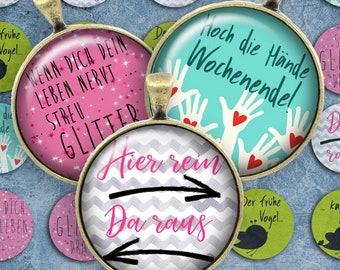 139 - Digital Collage Sheet 1inch Round image Hier rein da raus 25mm bottle cap images Circle Pendant Instant Download Jewelry Making