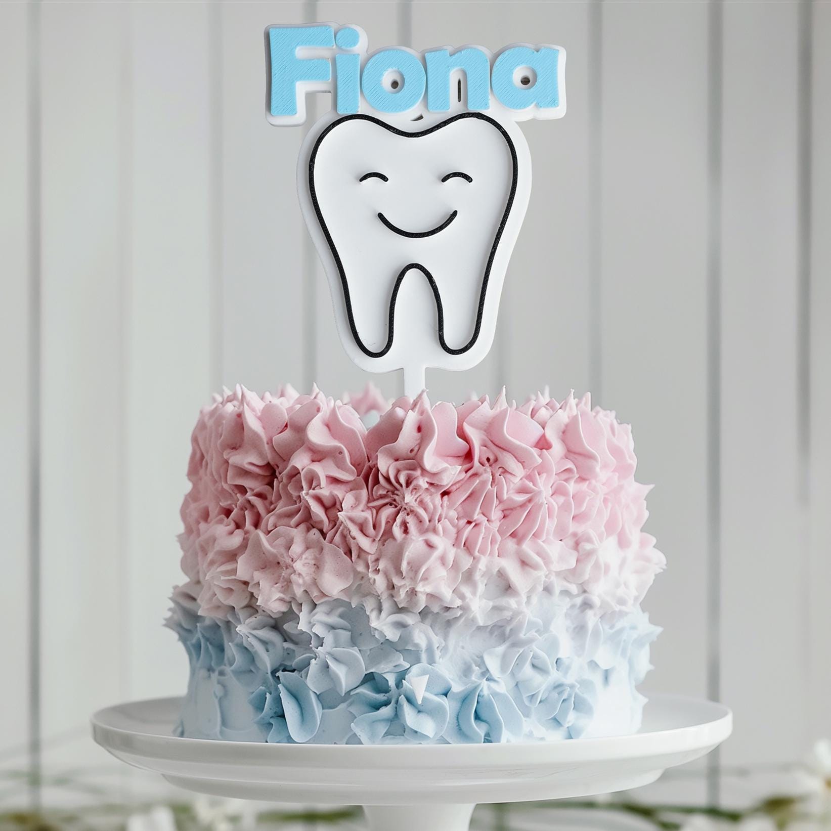 Cake topper with desired name and tooth motif | Cake topper for the tooth celebration | Cake decoration for children | Cake topper | Milk tooth celebration