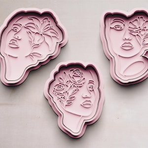 Line Art Woman Cookie Cutter | Cookie Cutters | Cookie Cutter | Cookie Shape | Cookie Mold | Cookie Cutter | Flower Woman
