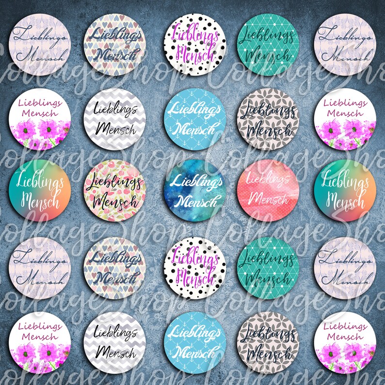 132-Digital Collage Sheet 1 inch Round Image Favorite person 25 mm bottle cap images Circle Pendant Instant Download Jewelry Making image 3