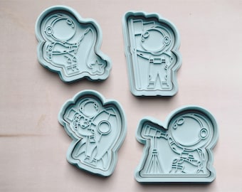Cortador de biscoitos astronauta | cortador de biscoitos | Cortadores de biscoitos | cortador de biscoitos | Molde para biscoitos | Molde para biscoitos | Motivo do astronauta | Molde de biscoito piloto espacial