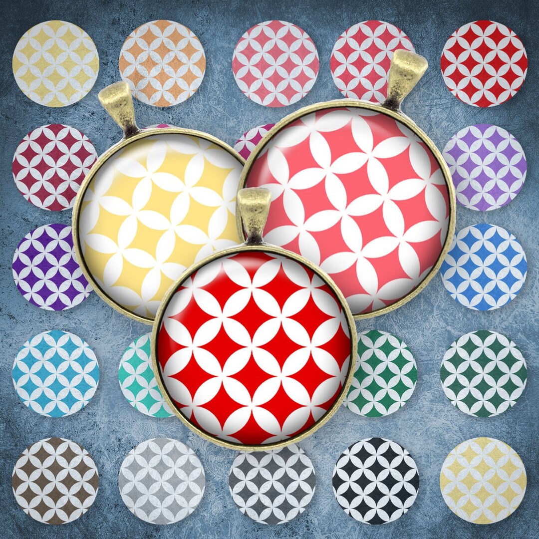 031-digital Collage Sheet 1 Inch Round Image Pattern Floral Circle 25 ...