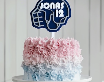Ice hockey helmet cake topper with desired name and number | Ice hockey cake topper | Gift for ice hockey fan | Ice hockey cake
