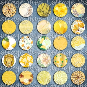 120 Digital Collage Sheet 1inch Round image yellow pattern lion sunset 25mm bottle cap Circle Pendant Instant Download Jewelry Making Bild 2