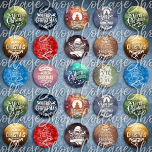 097-Digital Collage Sheet 1 inch Round image christmas xmas 25 mm bottle cap image Circle Pendant Instant Download Jewelry Making image 2