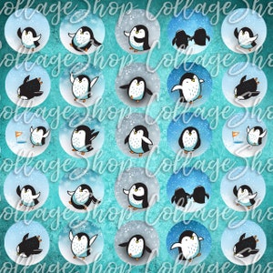 103-Digital Collage Sheet 1 inch Round image ice penguin maritim 25 mm bottle cap images Circle Pendant Instant Download Jewelry Making image 2