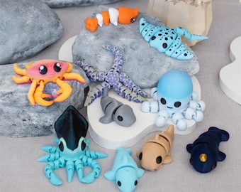Conjunto Mini Flexi Criaturas Marinhas | Brinquedos antiestresse | Brinquedos sensoriais | Autismo | Atenção plena | Habilidades motoras | Brinquedos de terapia