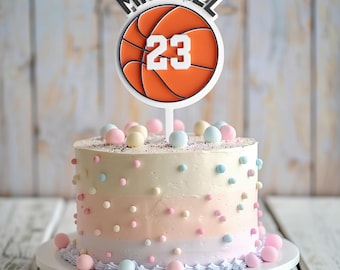 Personalized basketball cake topper – with your desired name and jersey number | Basketball gift | Cake topper for basketball fans
