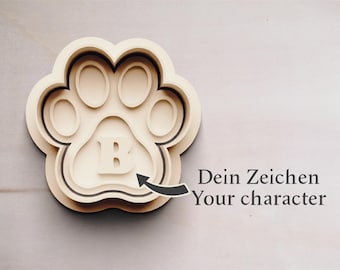 Forma de pata de cachorro com nome desejado | Presente para amante de cães | Formato de pata como cortador de biscoitos | Cortador de biscoitos personalizado | Biscoitos com nomes