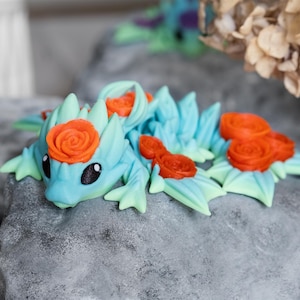 Small Rose Wyvern Dragon | Fidget Toy | Dragon Fan Gift | Desk Toy | Fully Posable Dragon Fidget | 3D Dragon