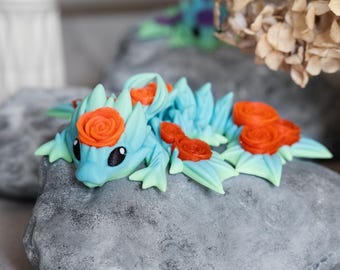 Small Rose Wyvern Dragon | Fidget Toy | Dragon Fan Gift | Desk Toy | Fully Posable Dragon Fidget | 3D Dragon