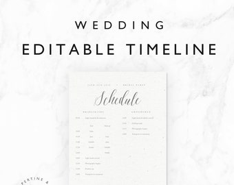 wedding timeline template bridal wedding day schedule tasks etsy