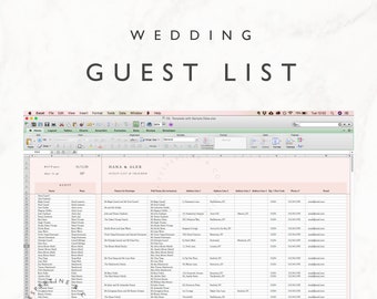 Wedding Guest List Planner and Guest List Tracker · Excel Spreadsheet · Google Sheets · Wedding RSVP tracker, Guest Spreadsheet · Editable