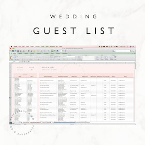 Wedding Guest List Planner and Guest List Tracker · Excel Spreadsheet · Google Sheets · Wedding RSVP tracker, Guest Spreadsheet · Editable