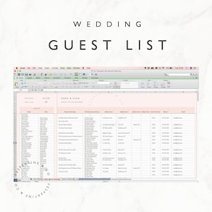 Wedding Guest List Planner and Guest List Tracker Excel Spreadsheet Google Sheets Wedding RSVP tracker, Guest Spreadsheet Editable image 1