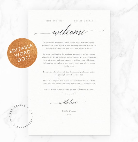 Image 3 for Wedding Welcome Note Template